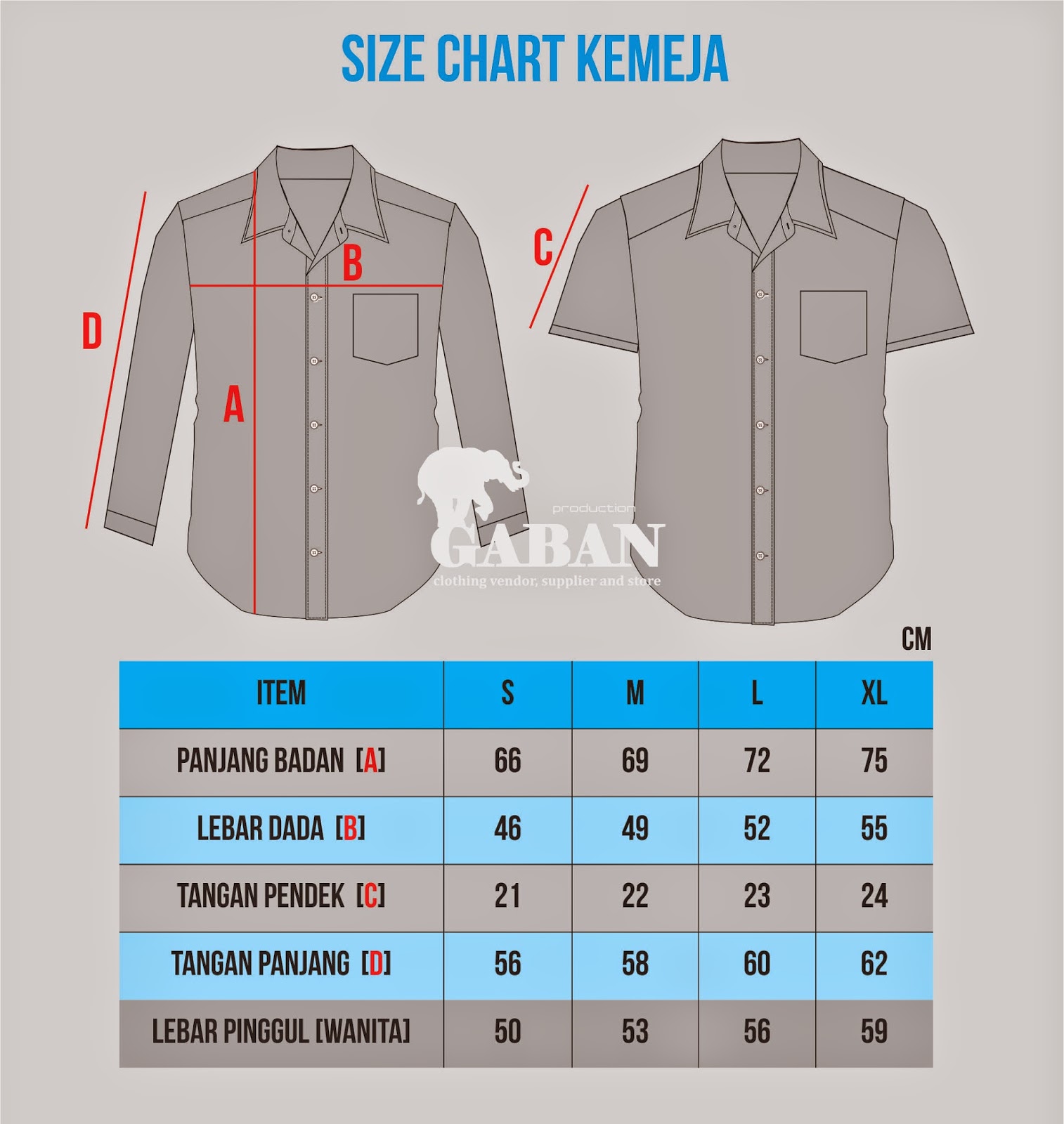  Size  Chart  Baju  Kemeja Kumpulan Model Kemeja
